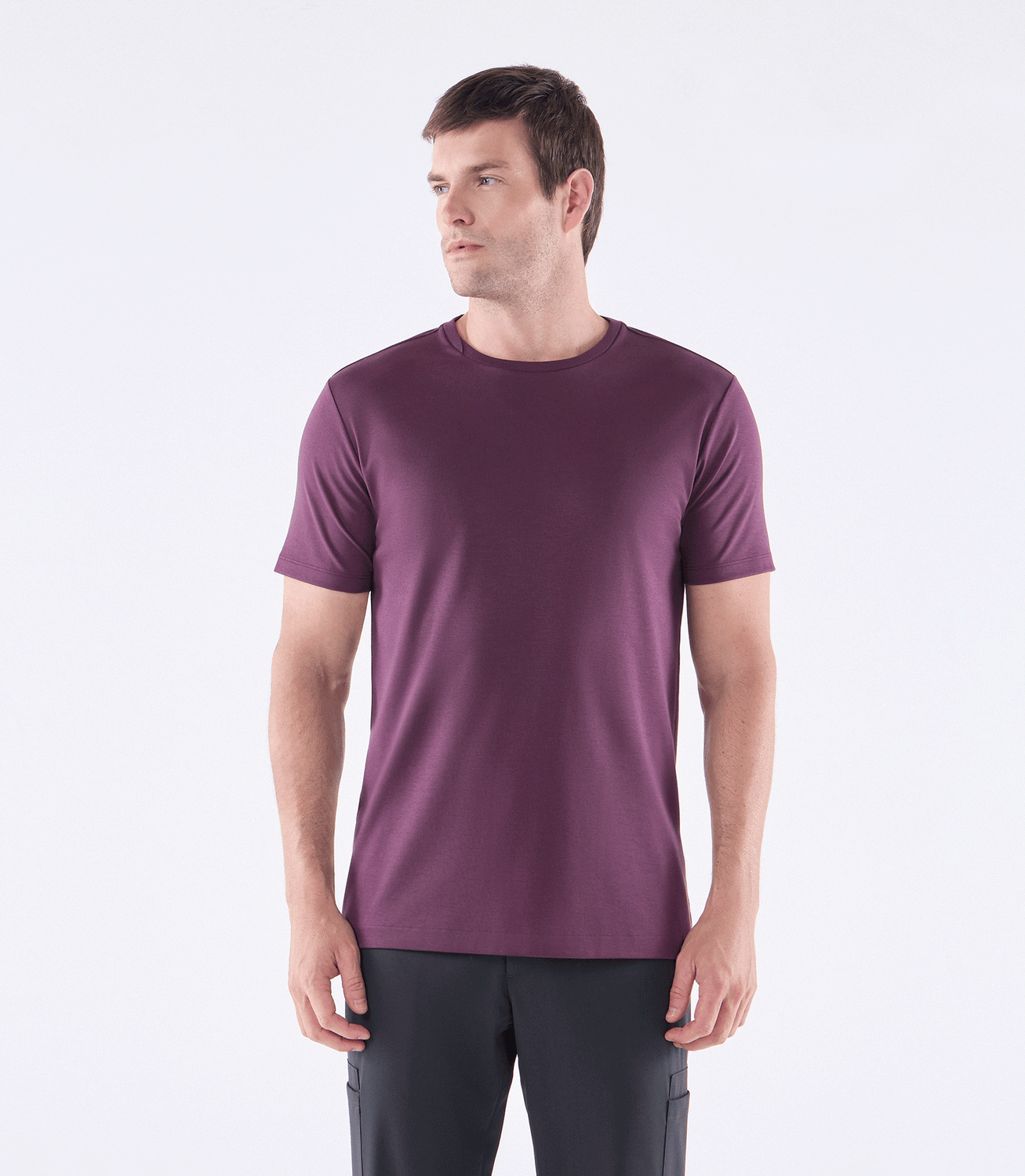 Camiseta Pima Interloque Gola Cruzada Roxo – slide 1