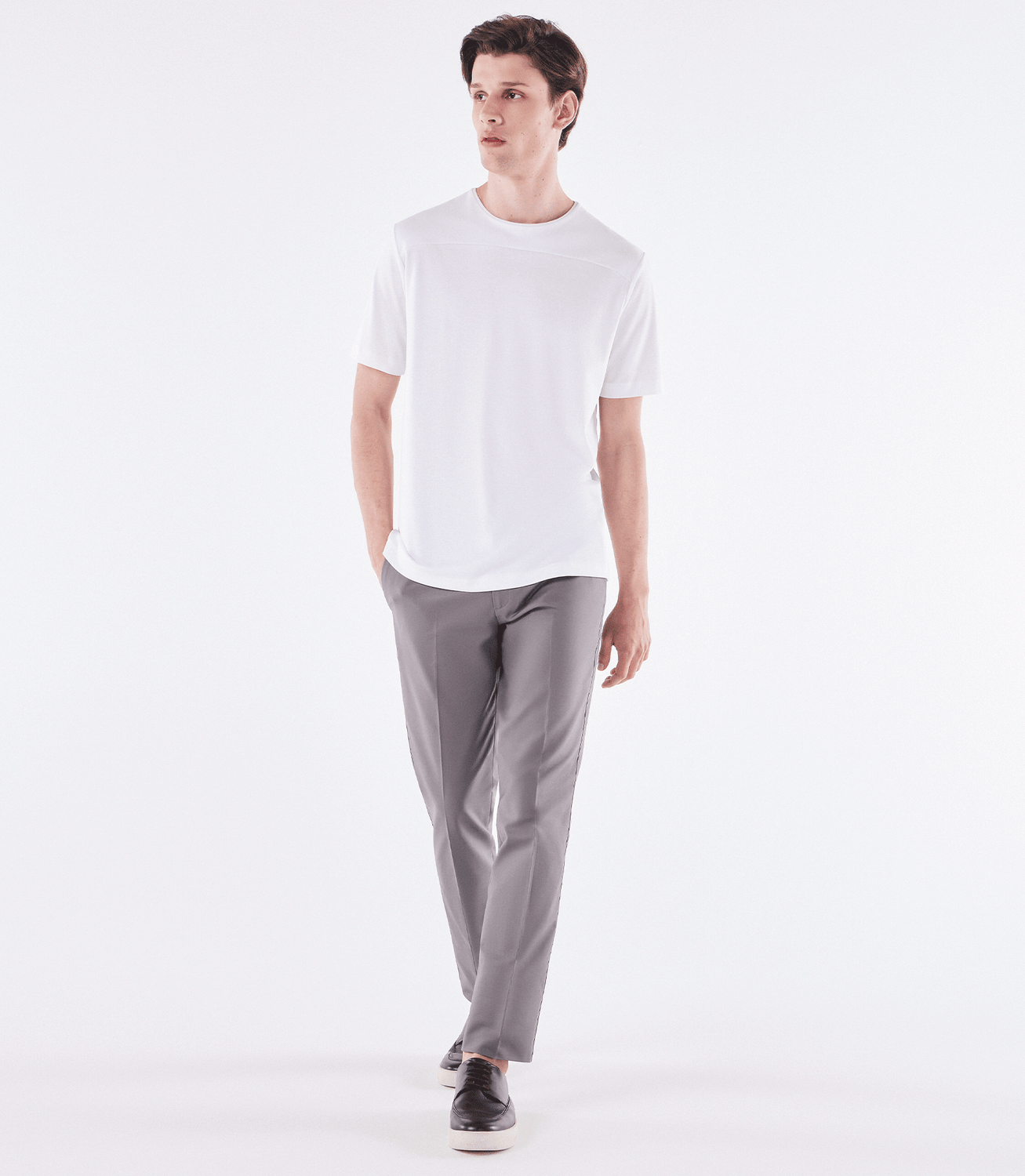 Camiseta Pima Recorte Gola Super Slim Off white – slide 2