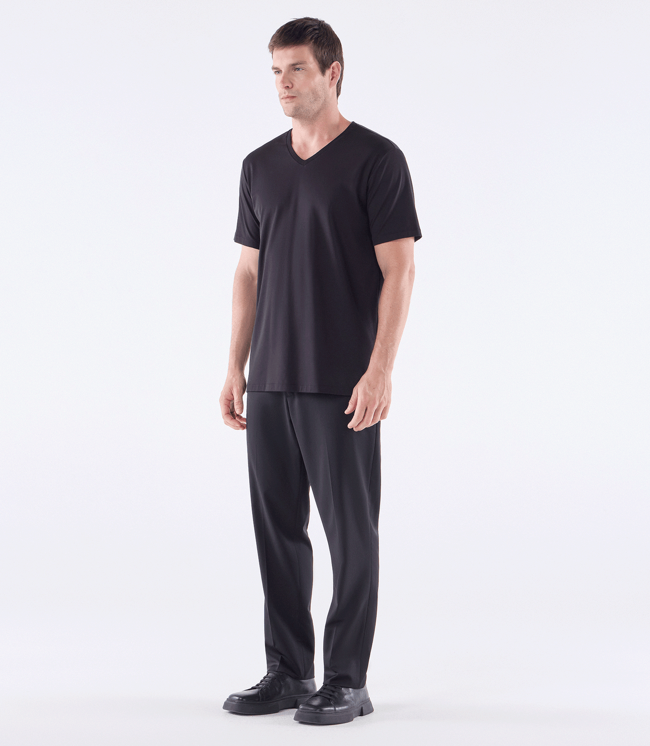Camiseta Pima Gola V Fio 140 Preto – slide 2