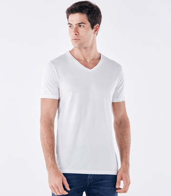 Camiseta Pima Gola V Fio 140 Branco thumbnail 1