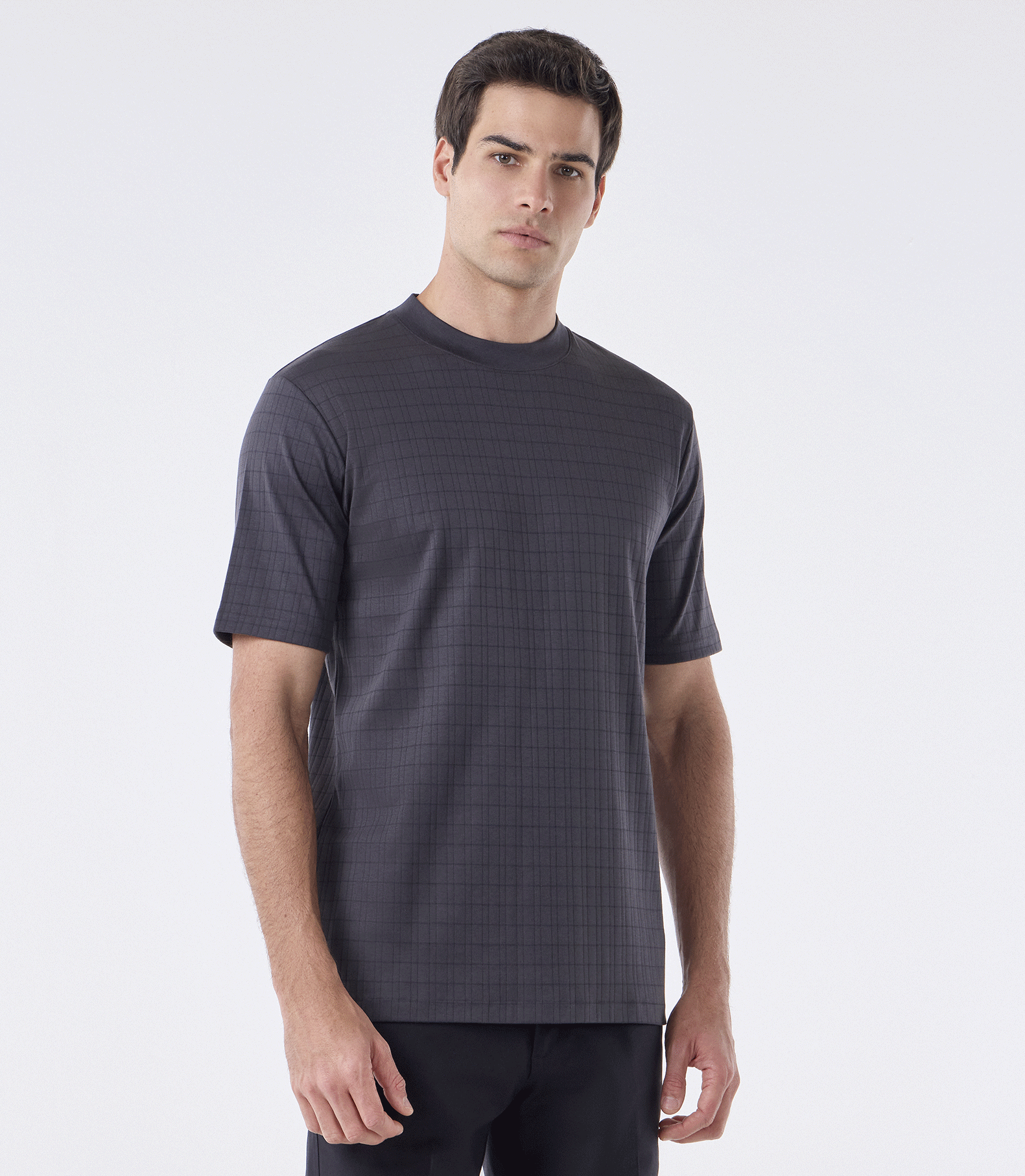 Camiseta Maquineta Gola Média Cinza