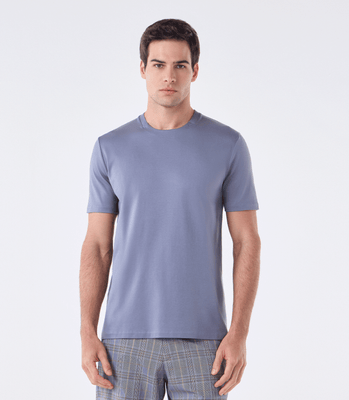 Camiseta Interloque Gola com Recorte Cinza thumbnail 1