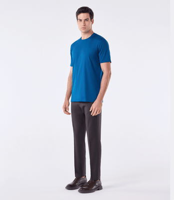 Camiseta Interloque Gola com Recorte Azul thumbnail 2