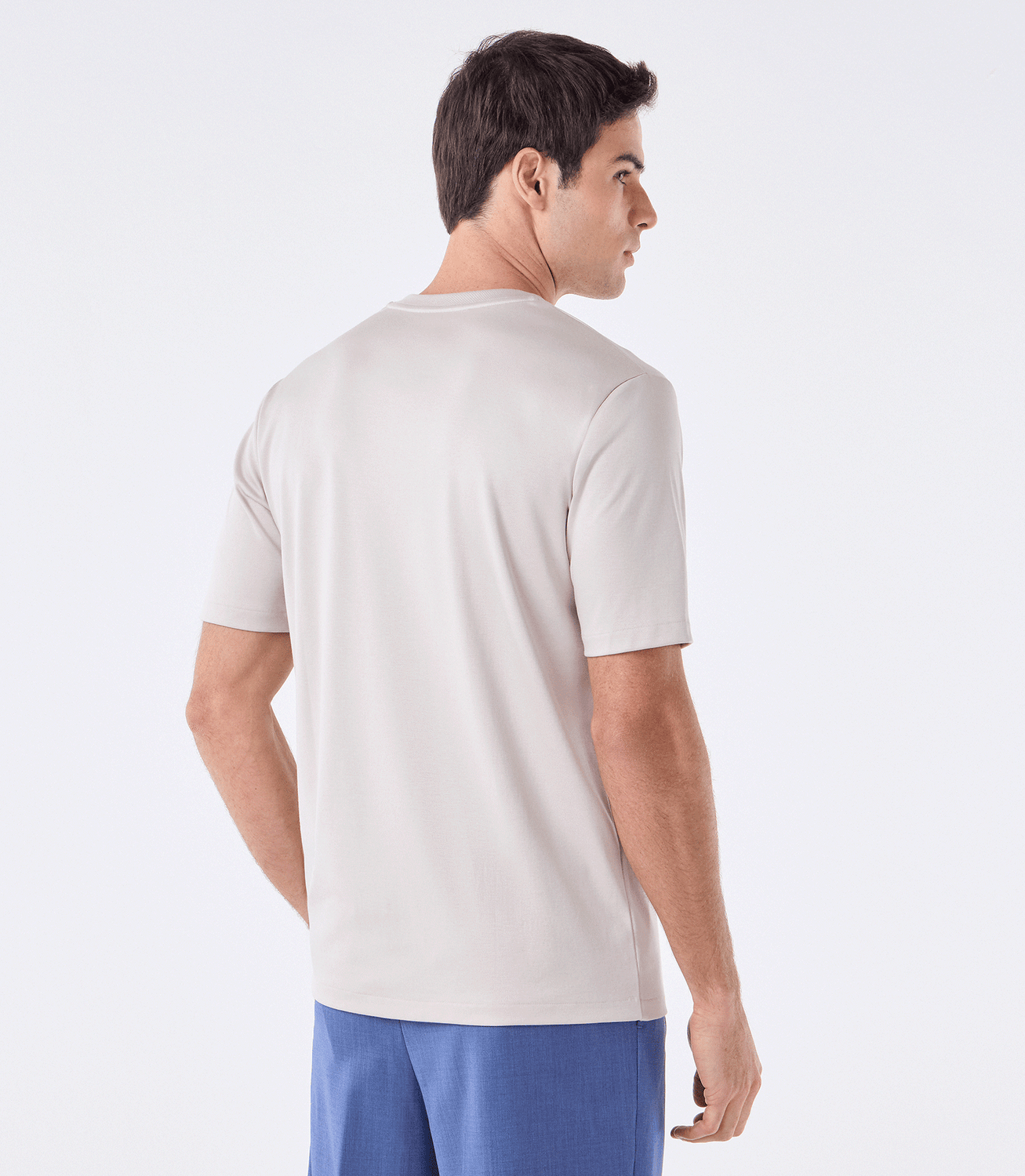 Camiseta Interloque com Gola Sobreposta Bege – slide 3