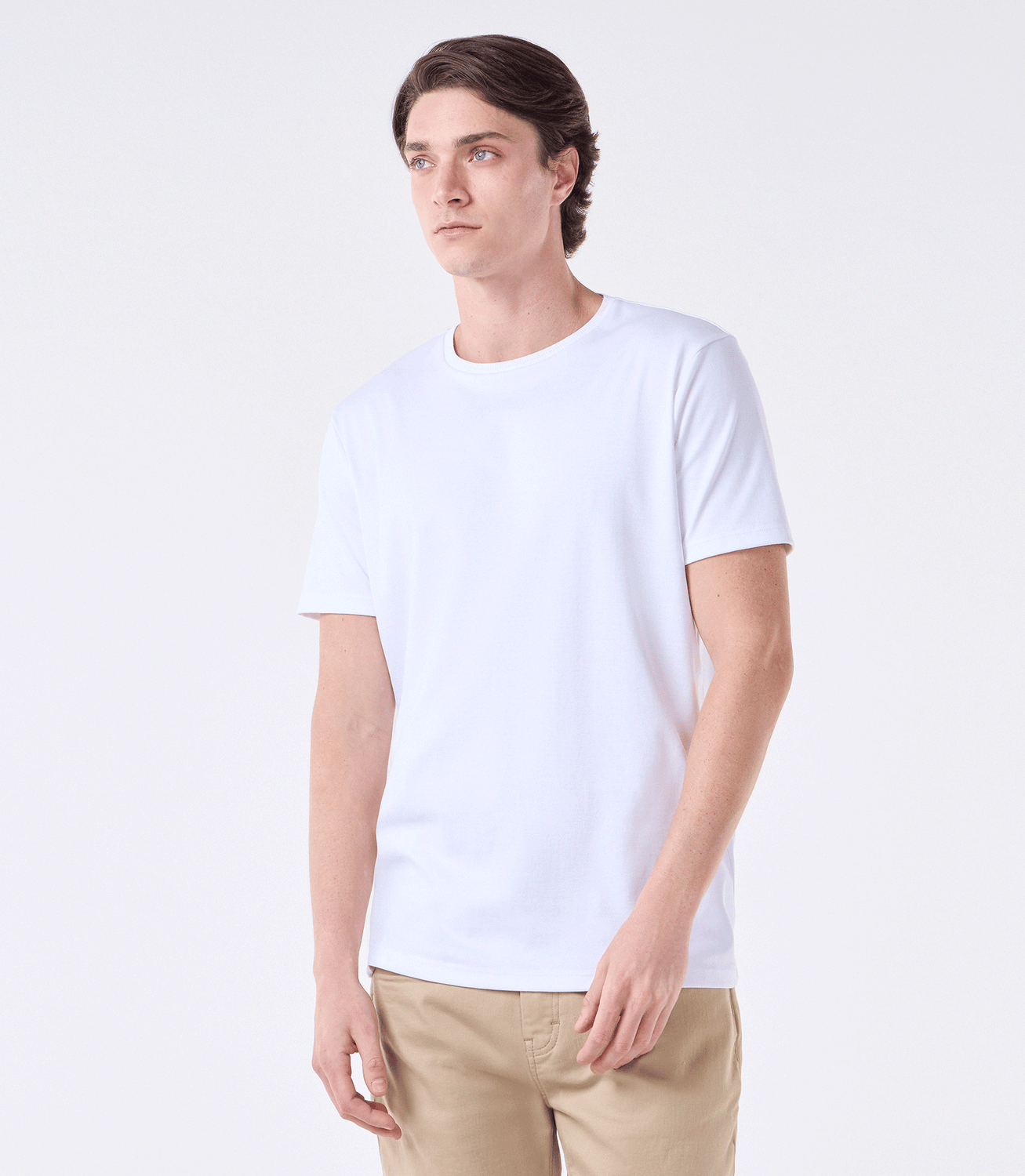 Camiseta Interloque com Gola Trabalhada Branco – slide 1