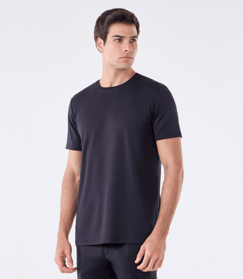 Camiseta Interloque com Gola Trabalhada Preto thumbnail 1