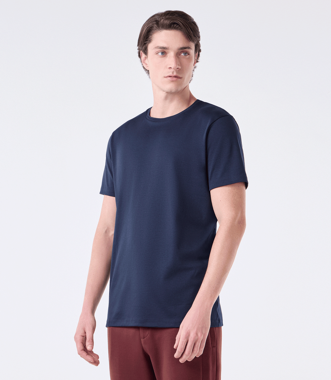 Camiseta Interloque com Gola Trabalhada Azul – slide 1