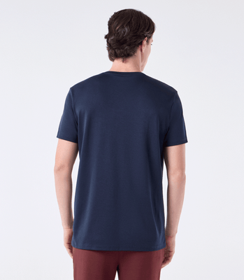 Camiseta Interloque com Gola Trabalhada Azul thumbnail 3