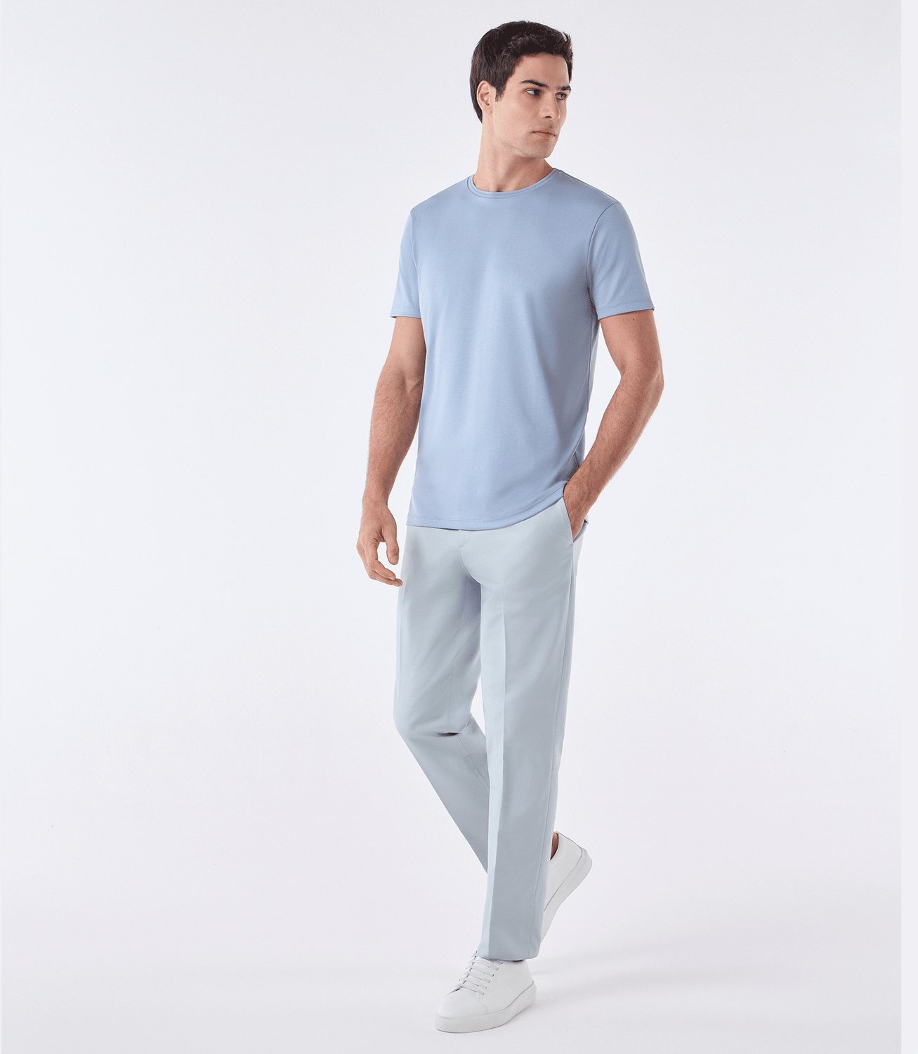 Camiseta Interloque com Gola Trabalhada Azul – slide 2