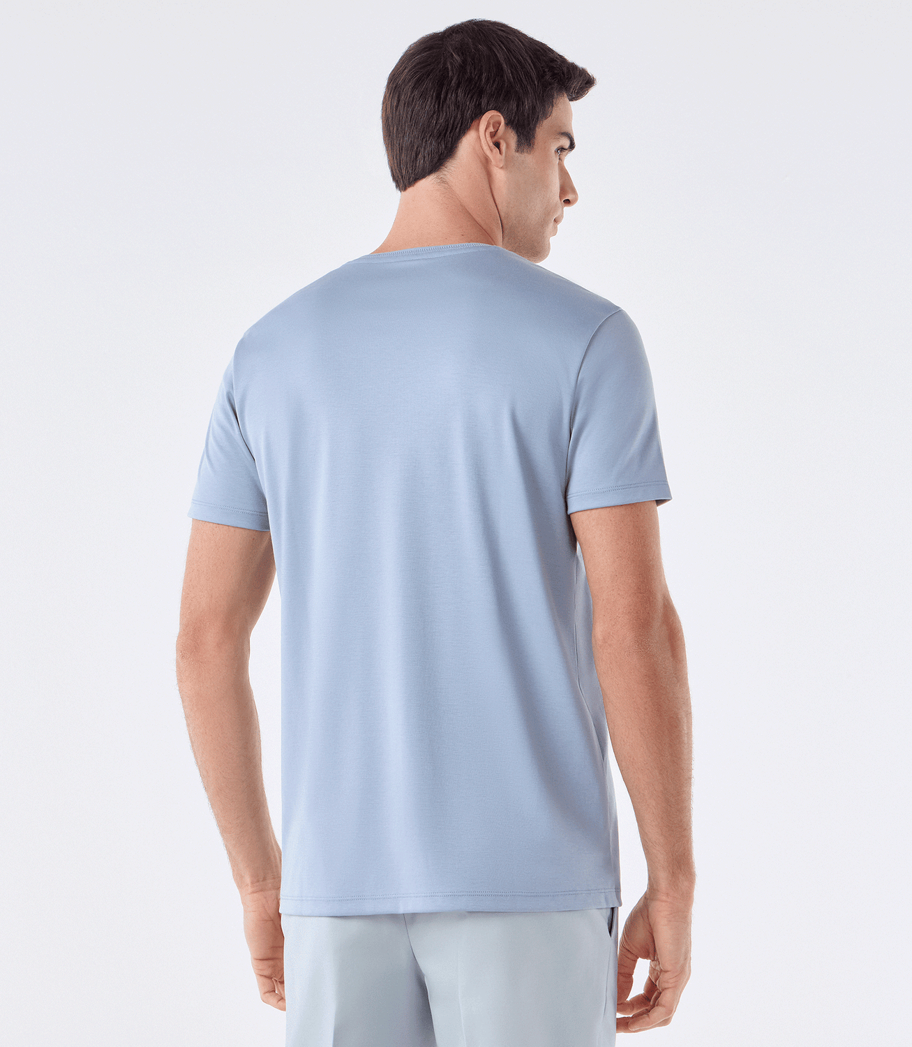 Camiseta Interloque com Gola Trabalhada Azul – slide 3