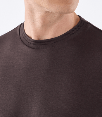 Camiseta Interloque com Gola Trabalhada Marrom thumbnail 4