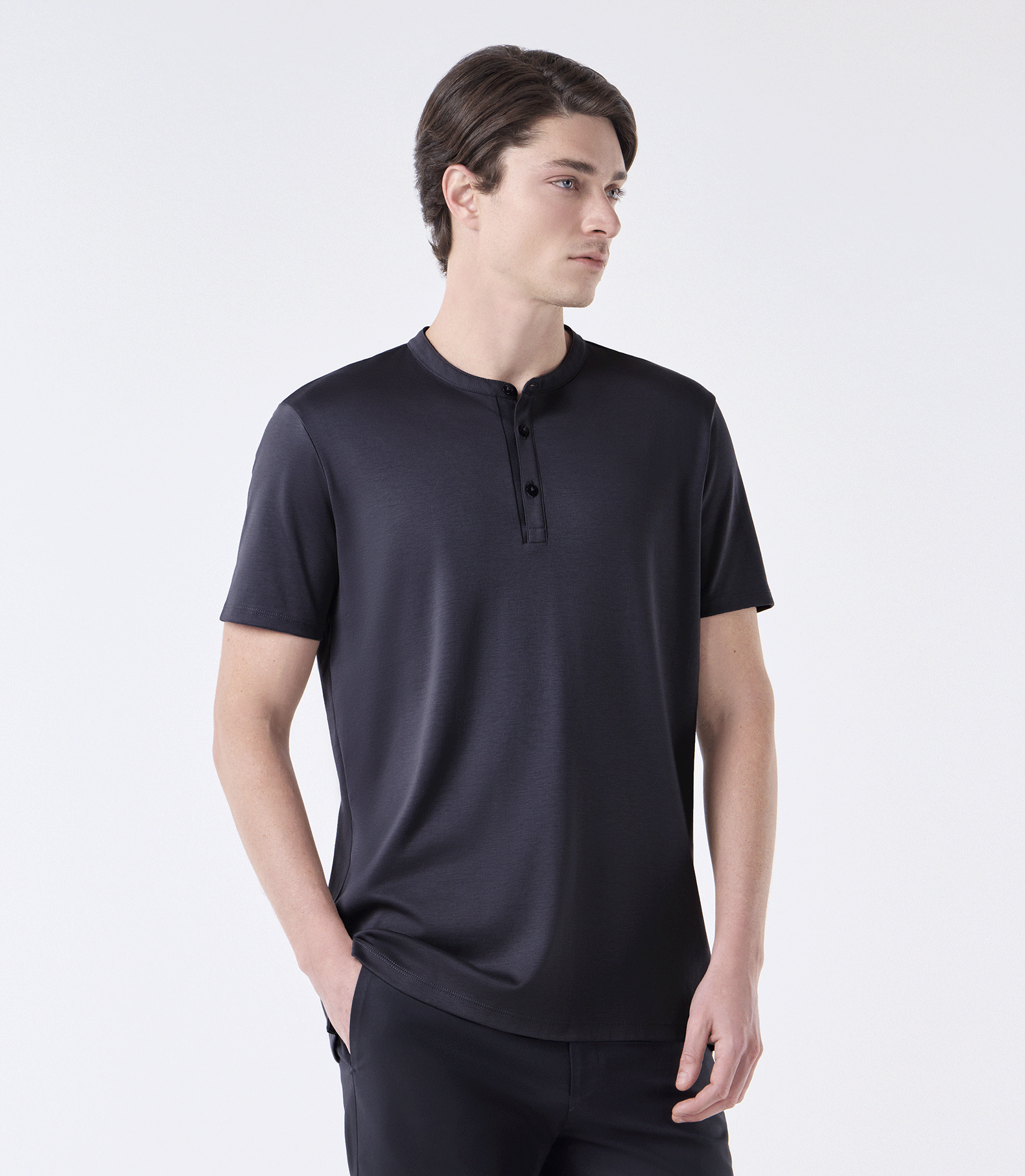Camiseta Interloque Gola Mao Preto
