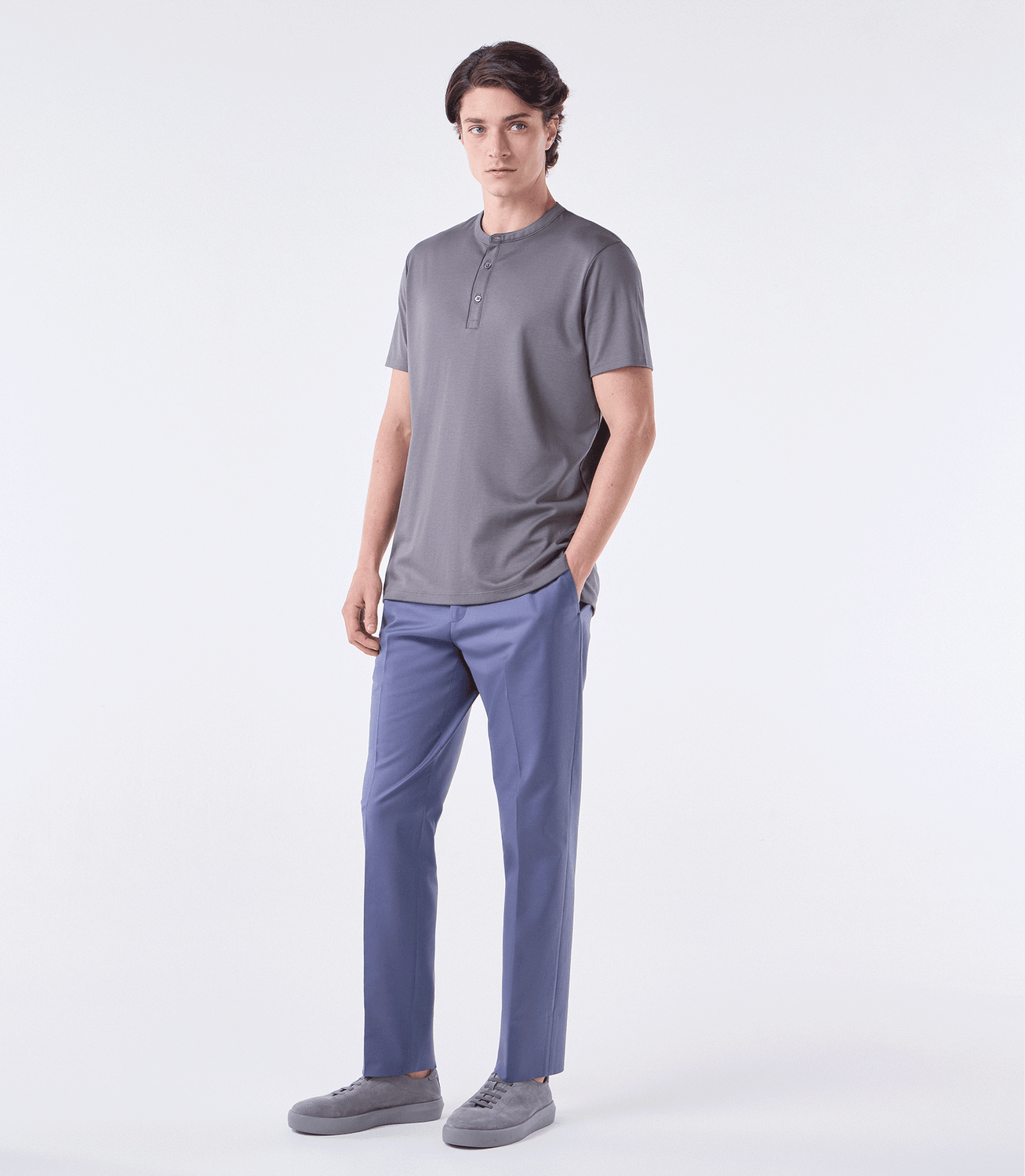 Camiseta Interloque Gola Mao Cinza – slide 2