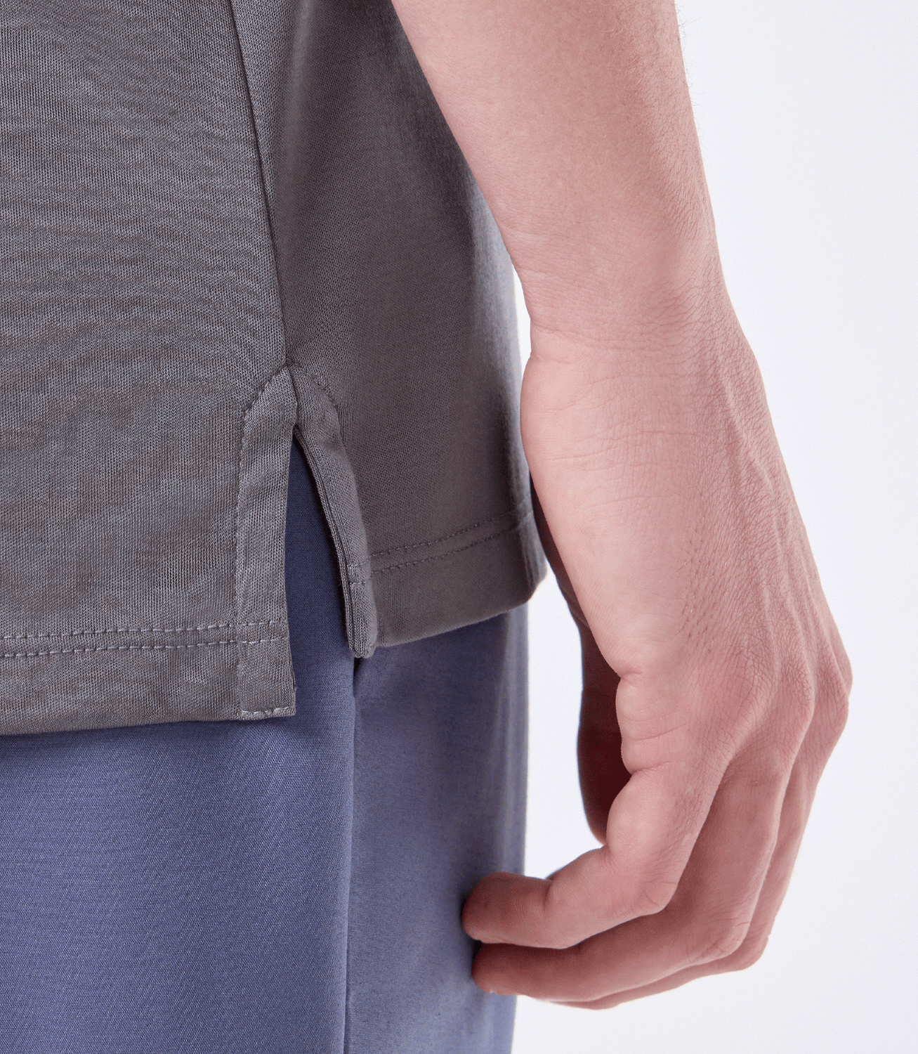 Camiseta Interloque Gola Mao Cinza – slide 4