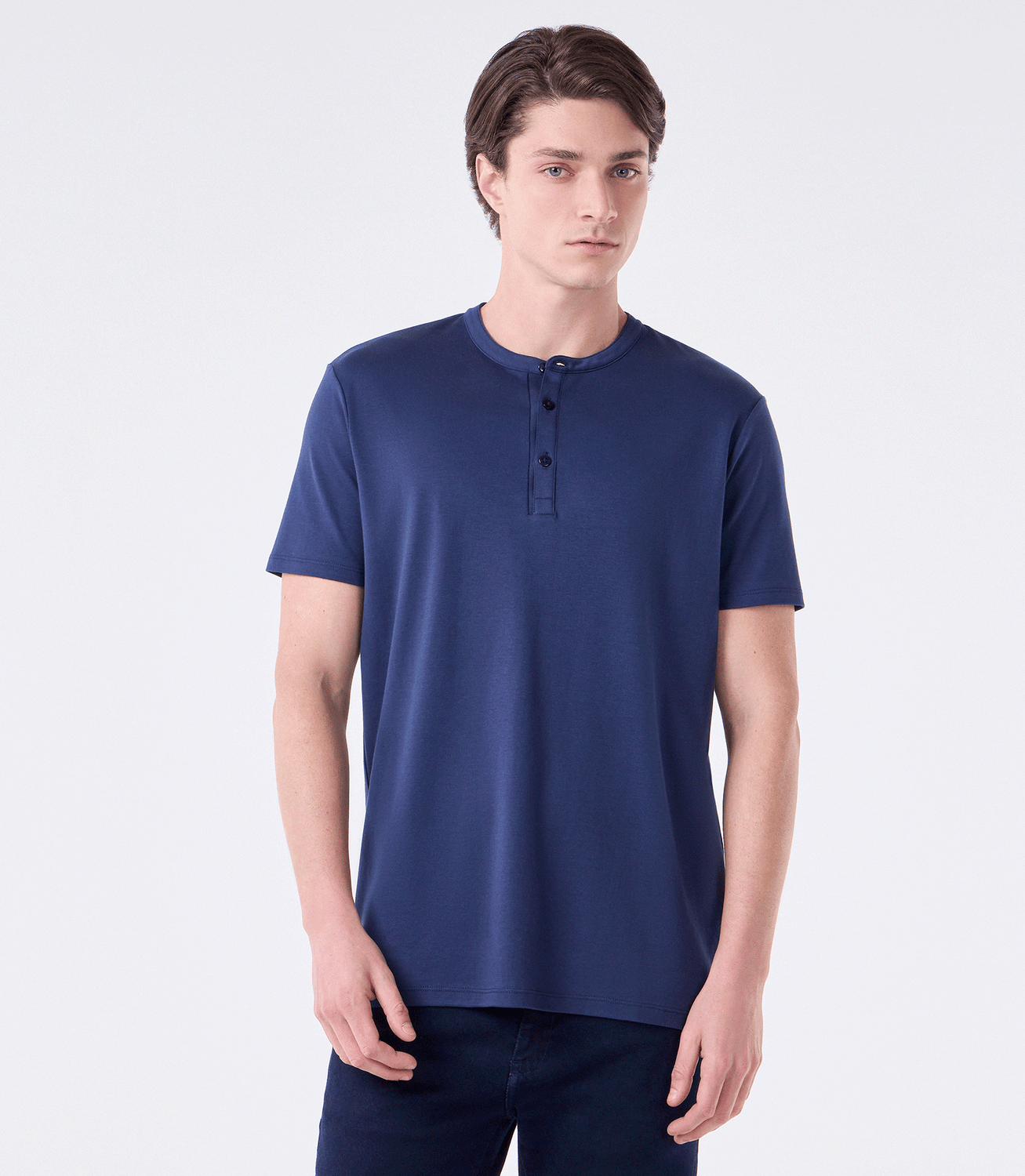 Camiseta Interloque Gola Mao Azul – slide 1