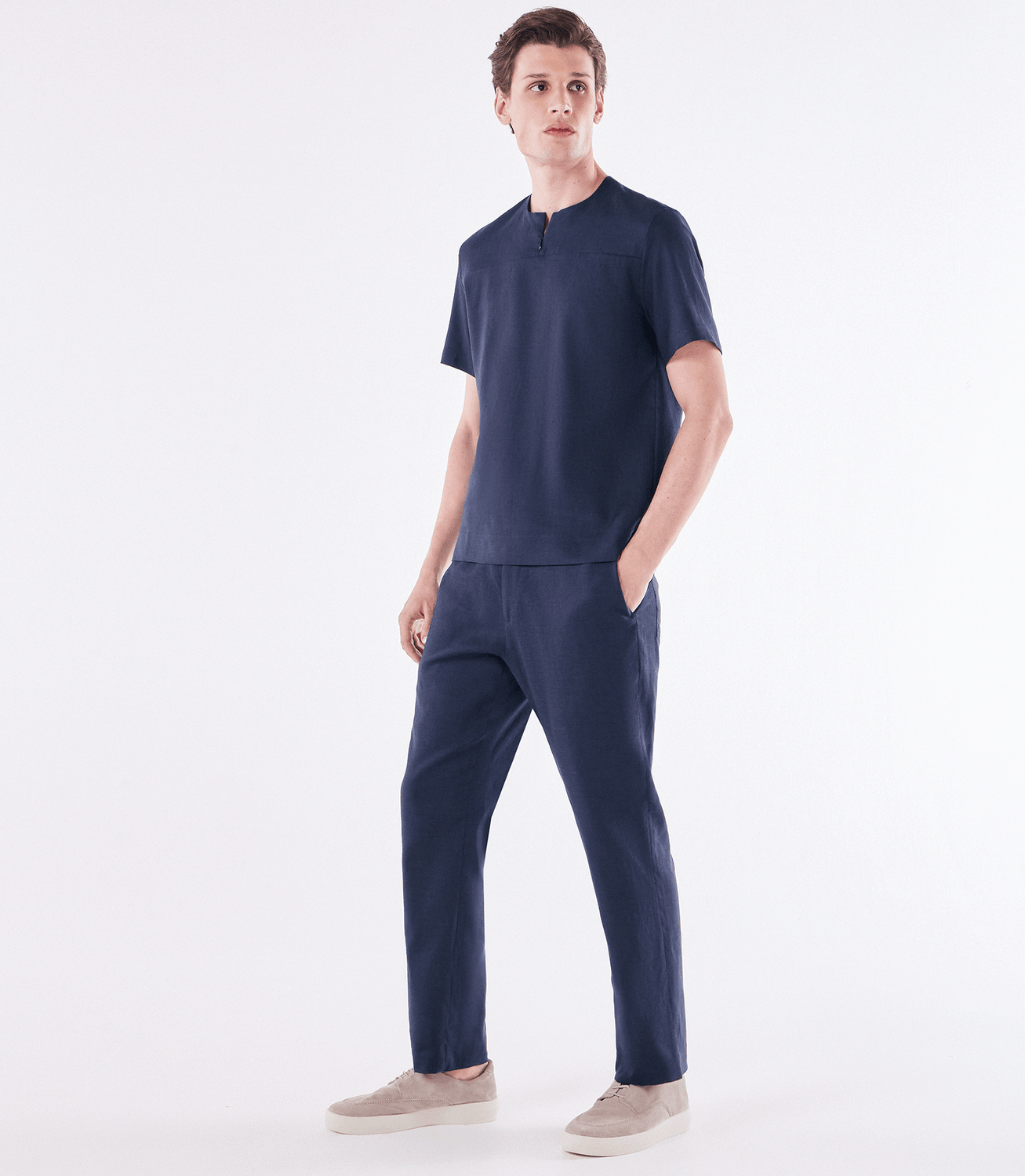 Camiseta Zíper Linho Azul – slide 2
