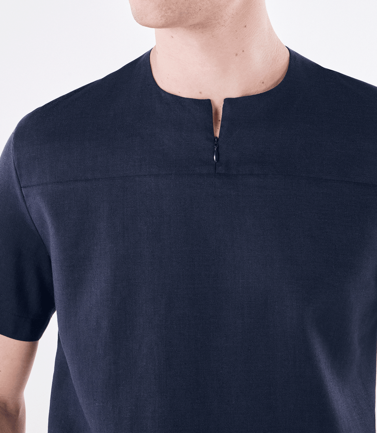 Camiseta Zíper Linho Azul – slide 4