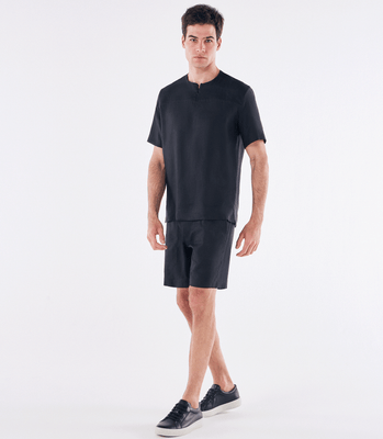 Camiseta Zíper Linho Preto thumbnail 2
