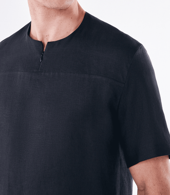 Camiseta Zíper Linho Preto thumbnail 4