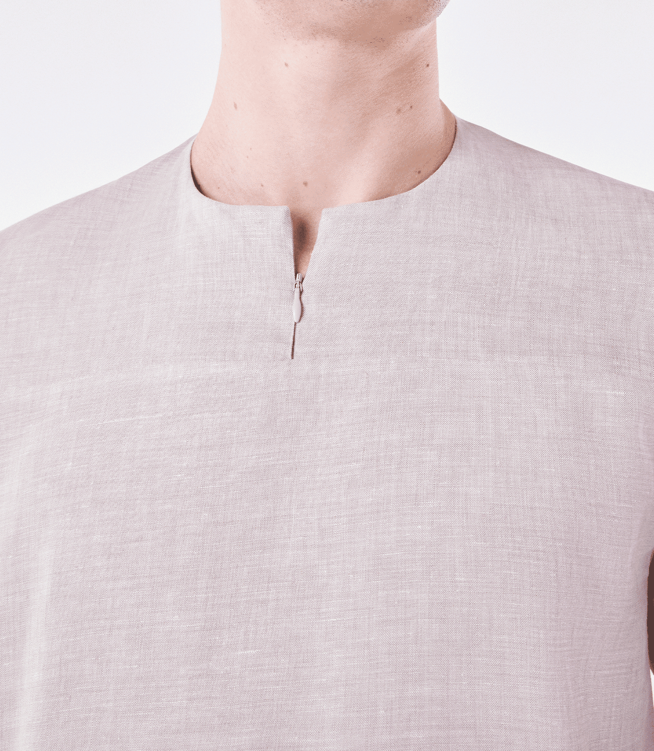 Camiseta Zíper Linho Stretch Bege – slide 4