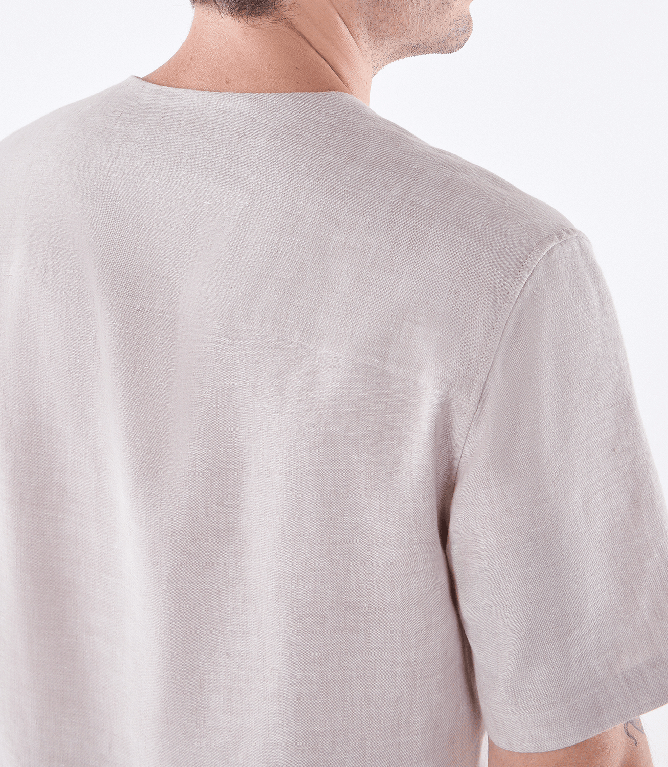 Camiseta Zíper Linho Stretch Bege – slide 5