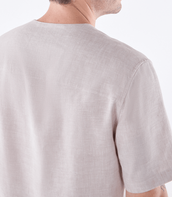 Camiseta Zíper Linho Stretch Bege thumbnail 5