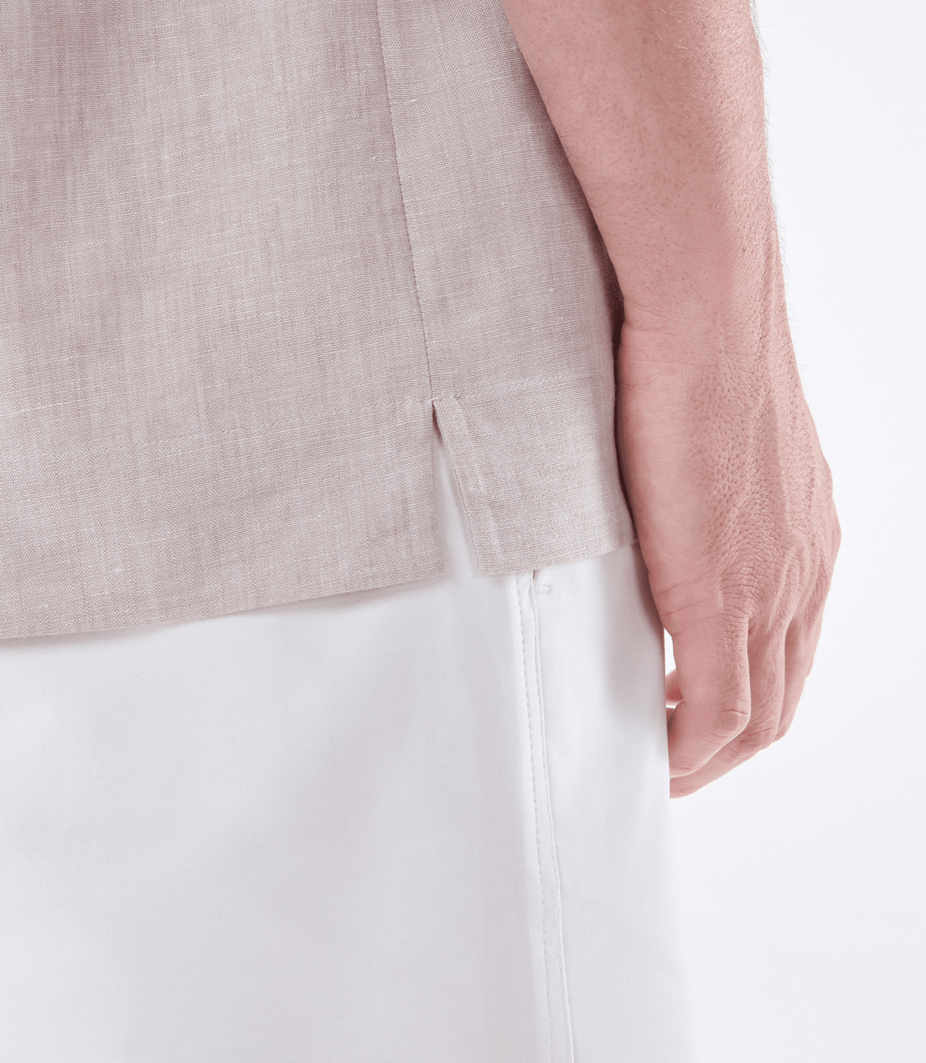 Camiseta Zíper Linho Stretch Bege – slide 6