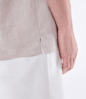 Camiseta Zíper Linho Stretch Bege thumbnail 6