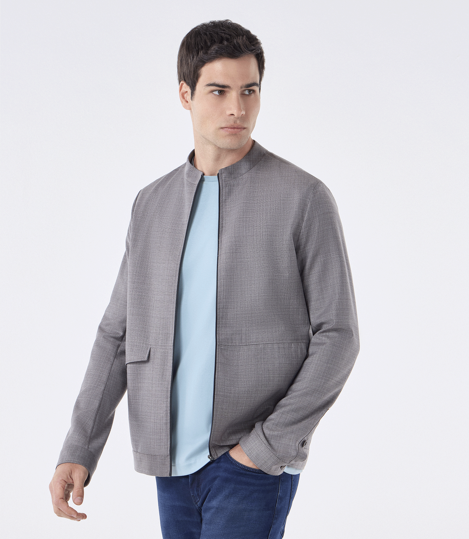 Jaqueta Social Portinhola Sem Forro Bege