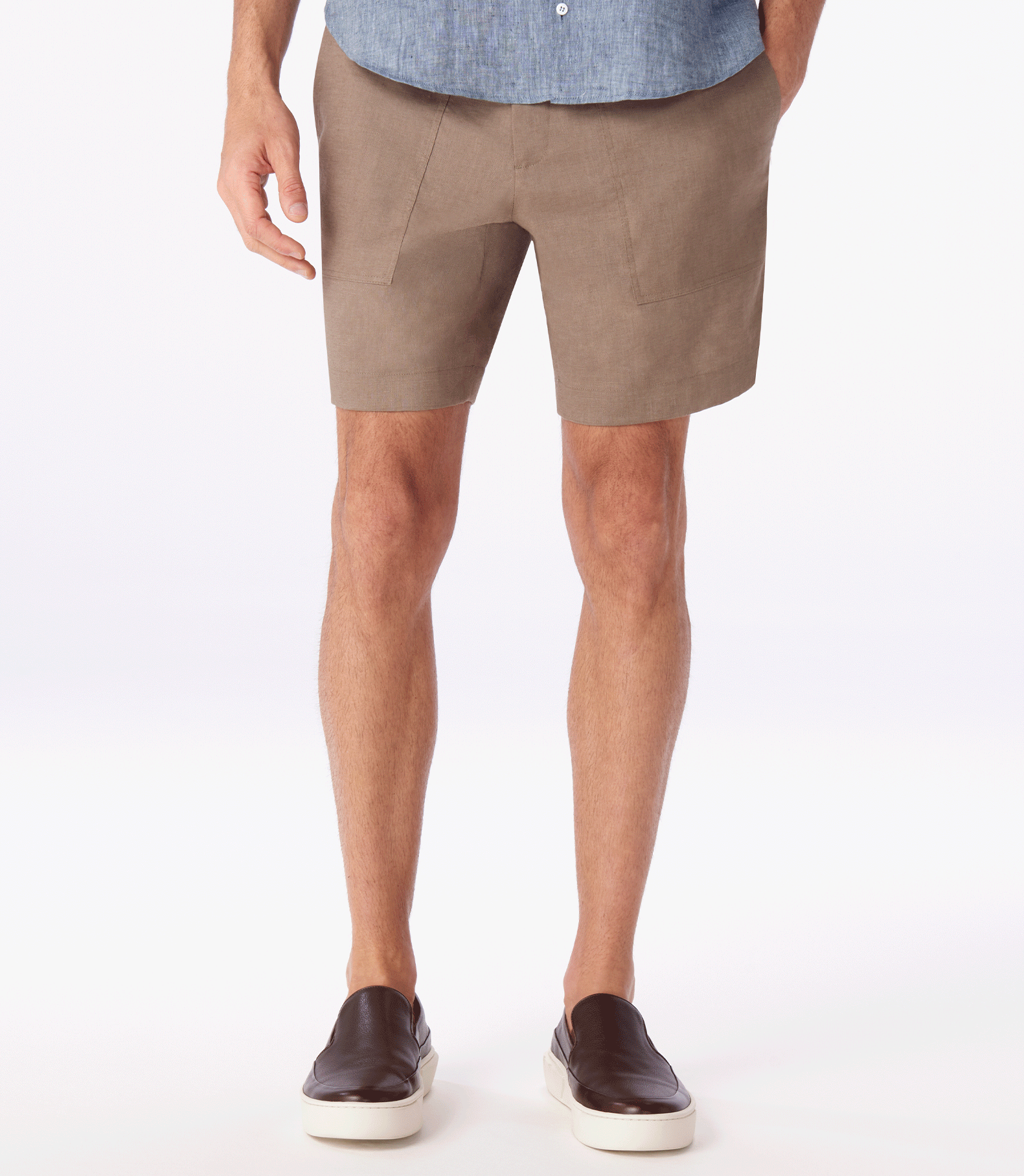 Bermuda Linho Bolso Kaki