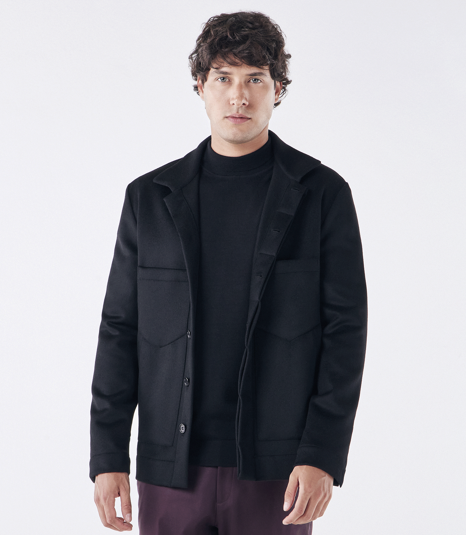 Caban Casual Liso Preto