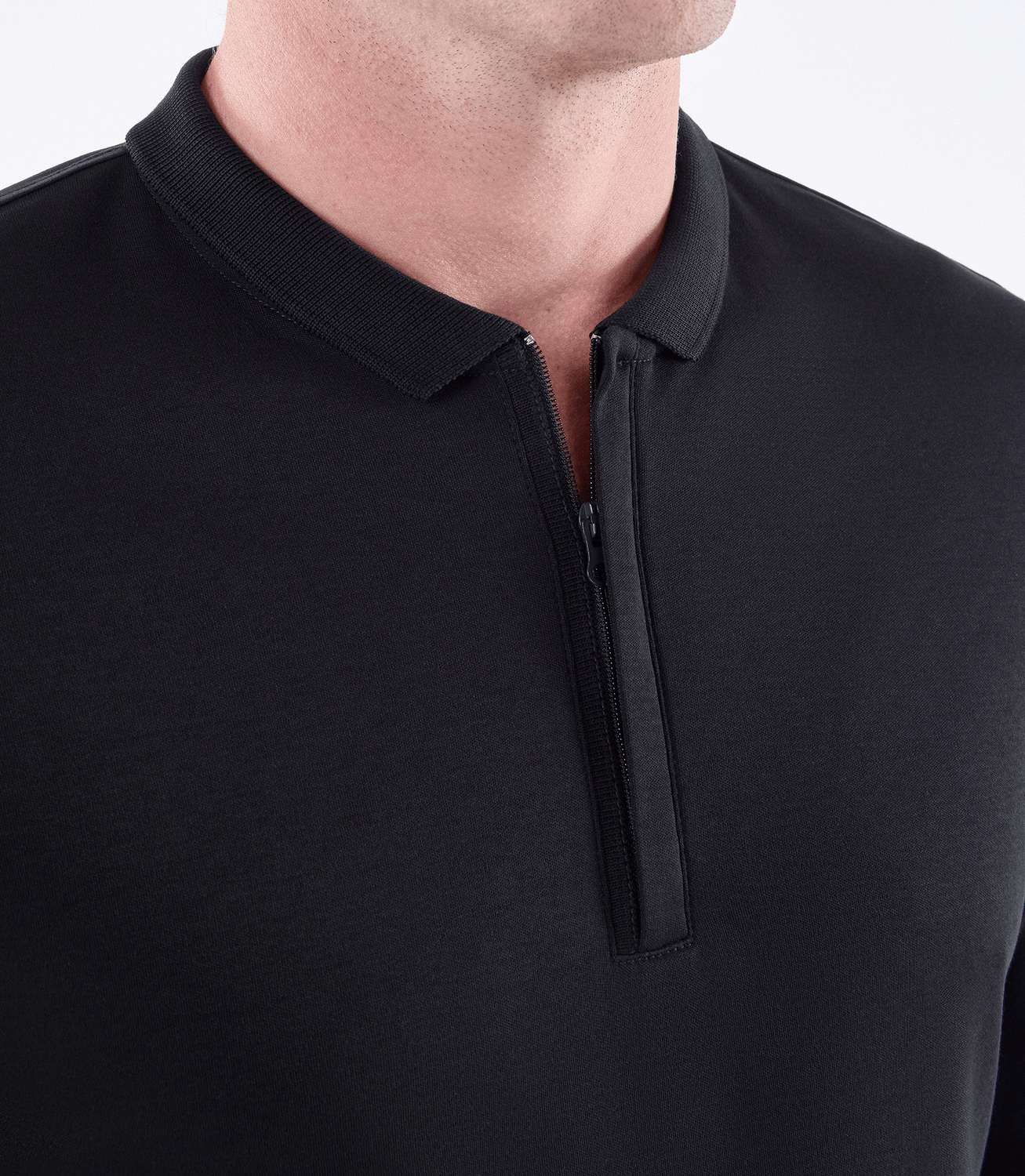 Camisa Polo Pima Zíper Manga Longa Preto – slide 5
