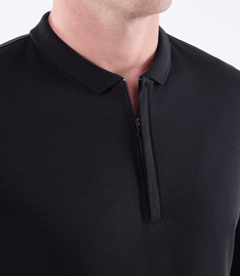 Camisa Polo Pima Zíper Manga Longa Preto thumbnail 5