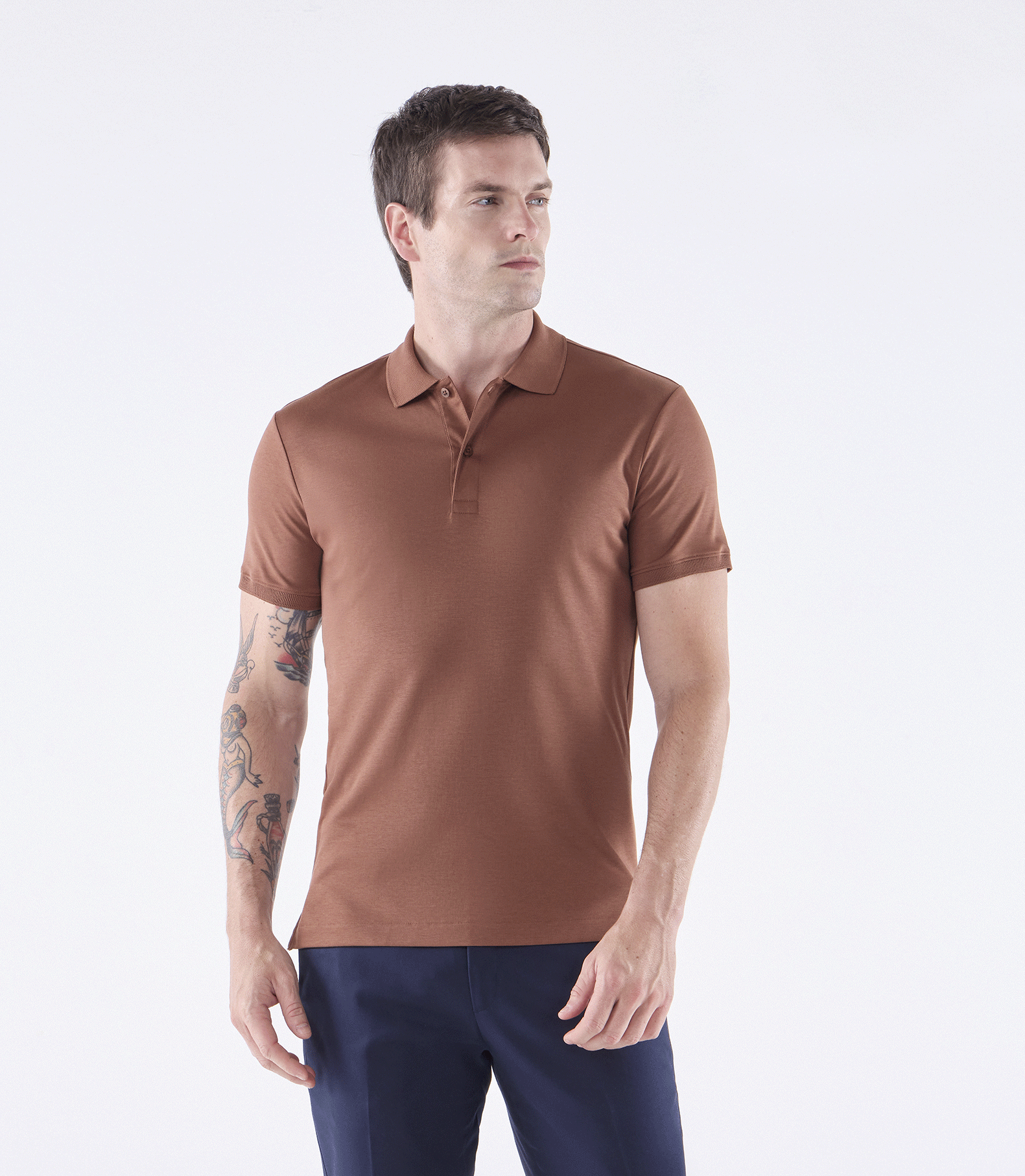 Polo Pima Clássica Marrom