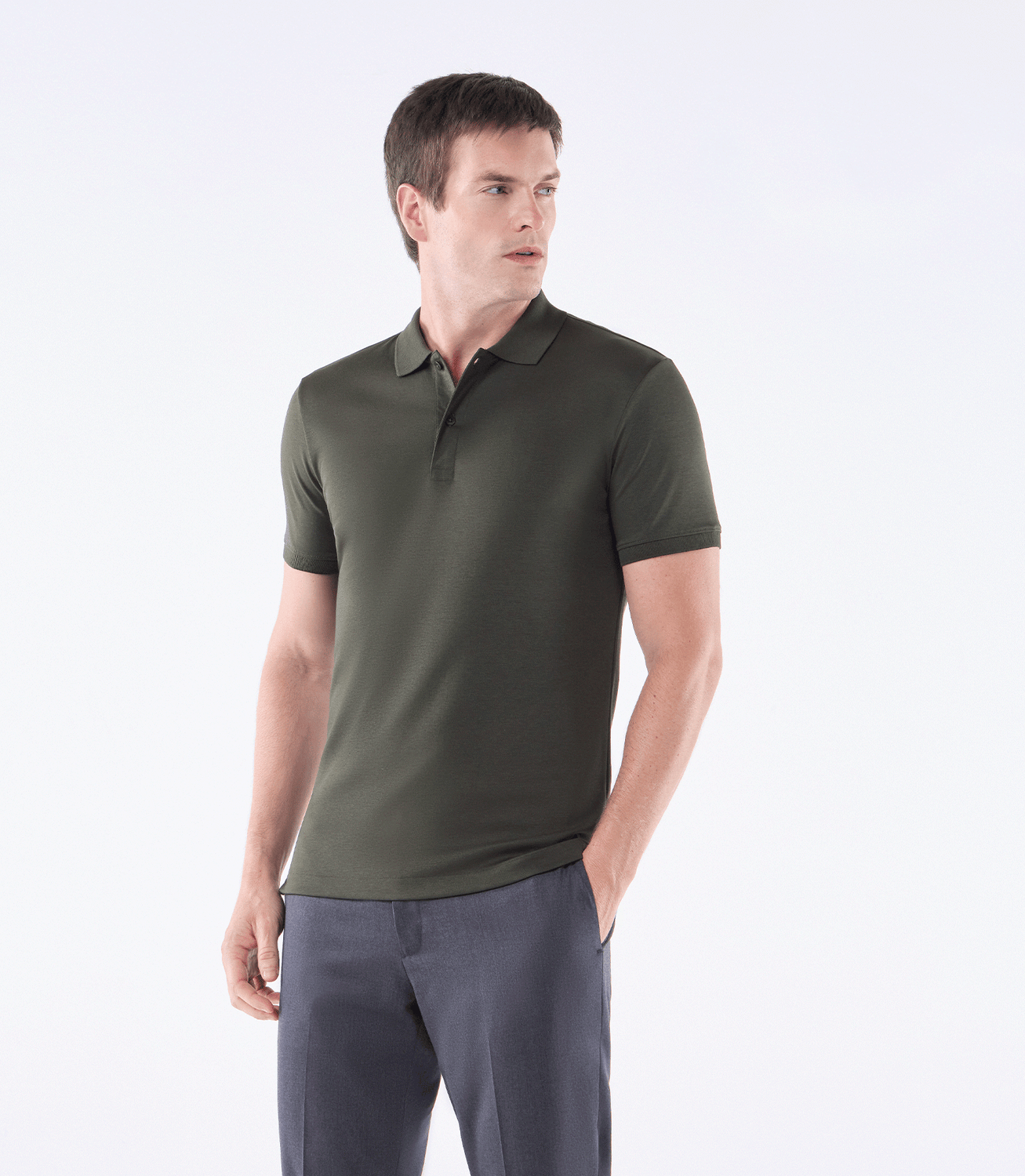 Camisa Polo Interloque 44/1 Manga Curta Verde – slide 1