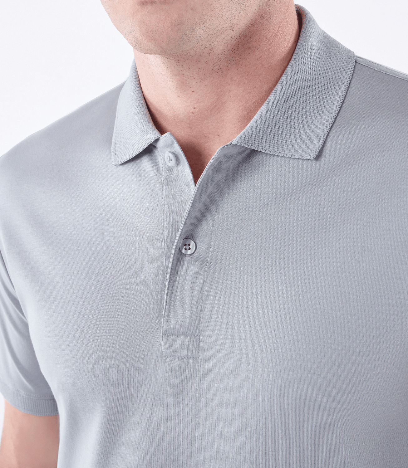 Camisa Polo Interloque 44/1 Manga Curta Cinza – slide 4
