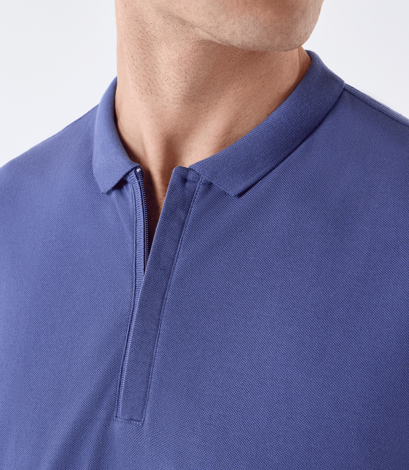 Polo Pima Zíper Gola Estreita Azul – slide 4