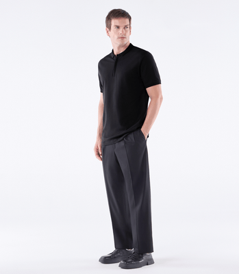 Camisa Polo Pima Zíper Gola Estreita Preto thumbnail 2