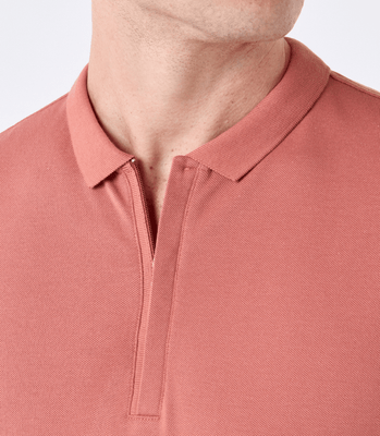 Polo Pima Zíper Gola Estreita Marrom thumbnail 5