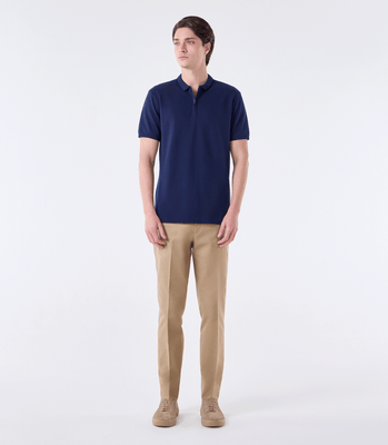 Polo Pima Zíper Gola Estreita Azul thumbnail 2