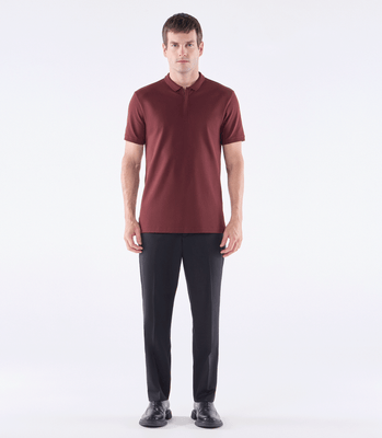 Camisa Polo Pima Zíper Gola Estreita Marrom thumbnail 2