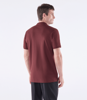 Camisa Polo Pima Zíper Gola Estreita Marrom thumbnail 3