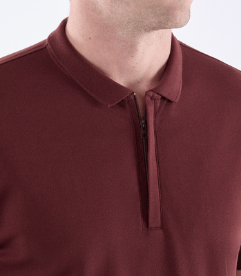 Camisa Polo Pima Zíper Gola Estreita Marrom thumbnail 4