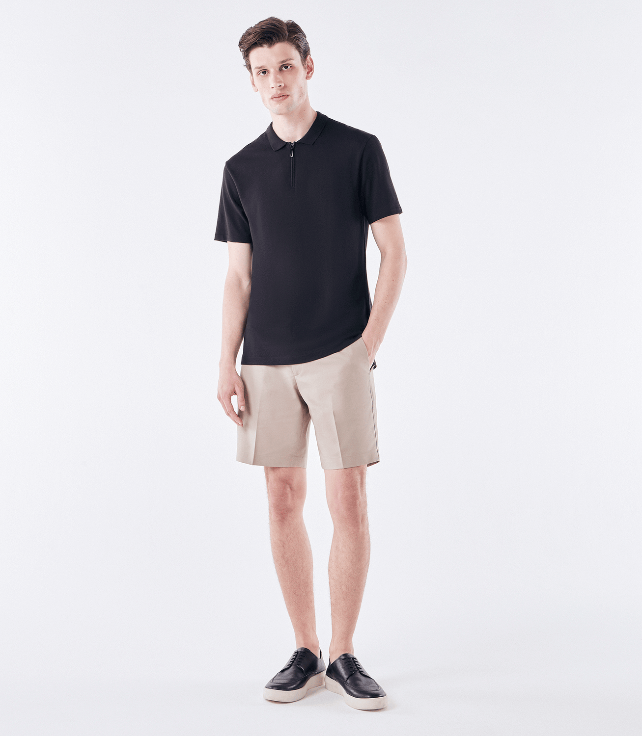 Polo Pima Gola Estreita Zíper Preto – slide 2