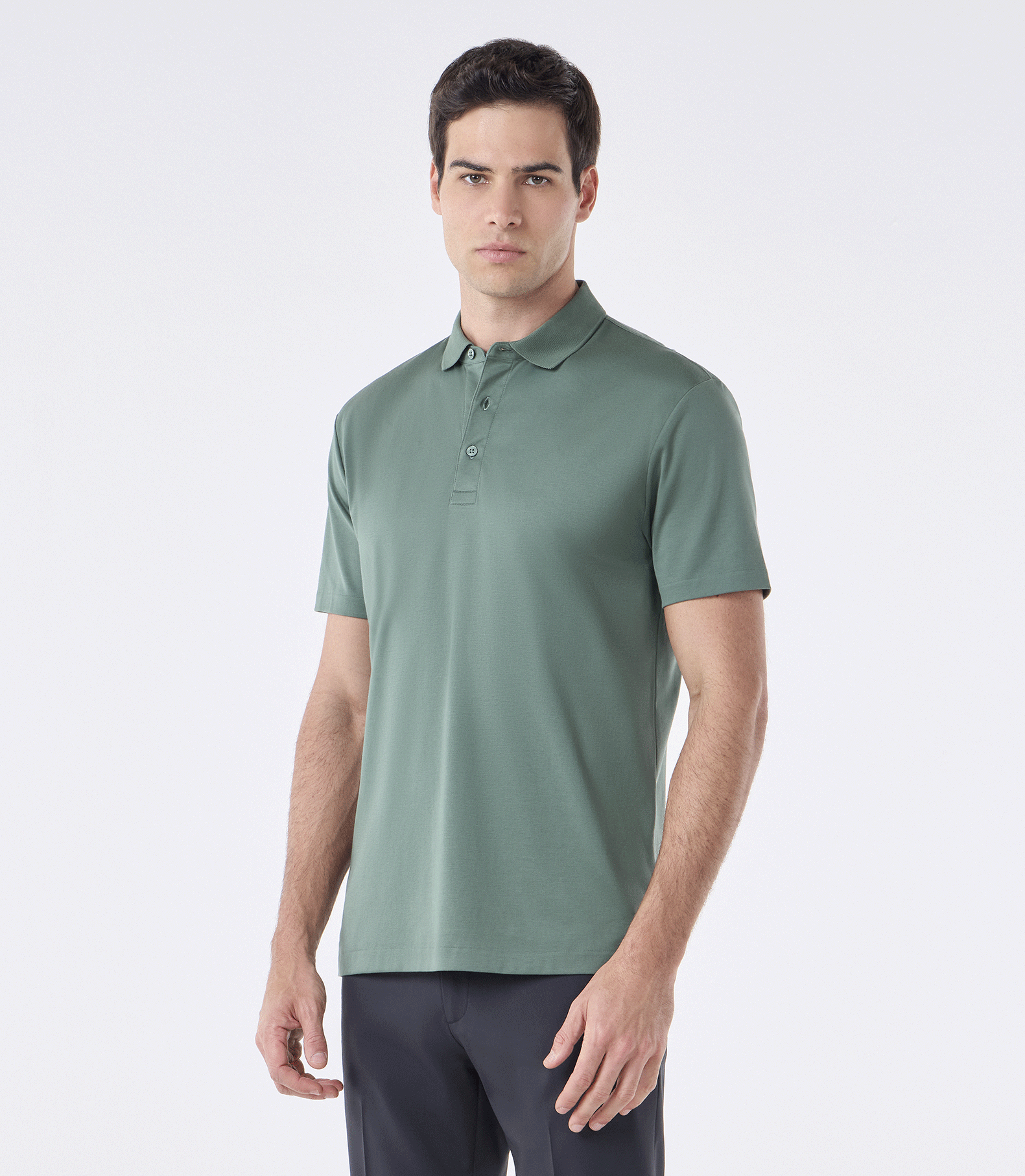 Polo Interloque Fio 140 3 Botões Verde