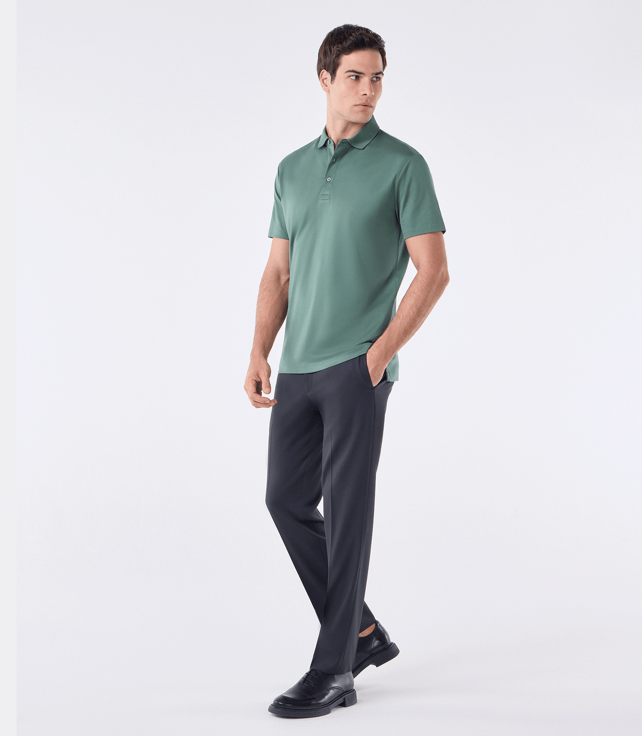 Polo Interloque Fio 140 3 Botões Verde – slide 2