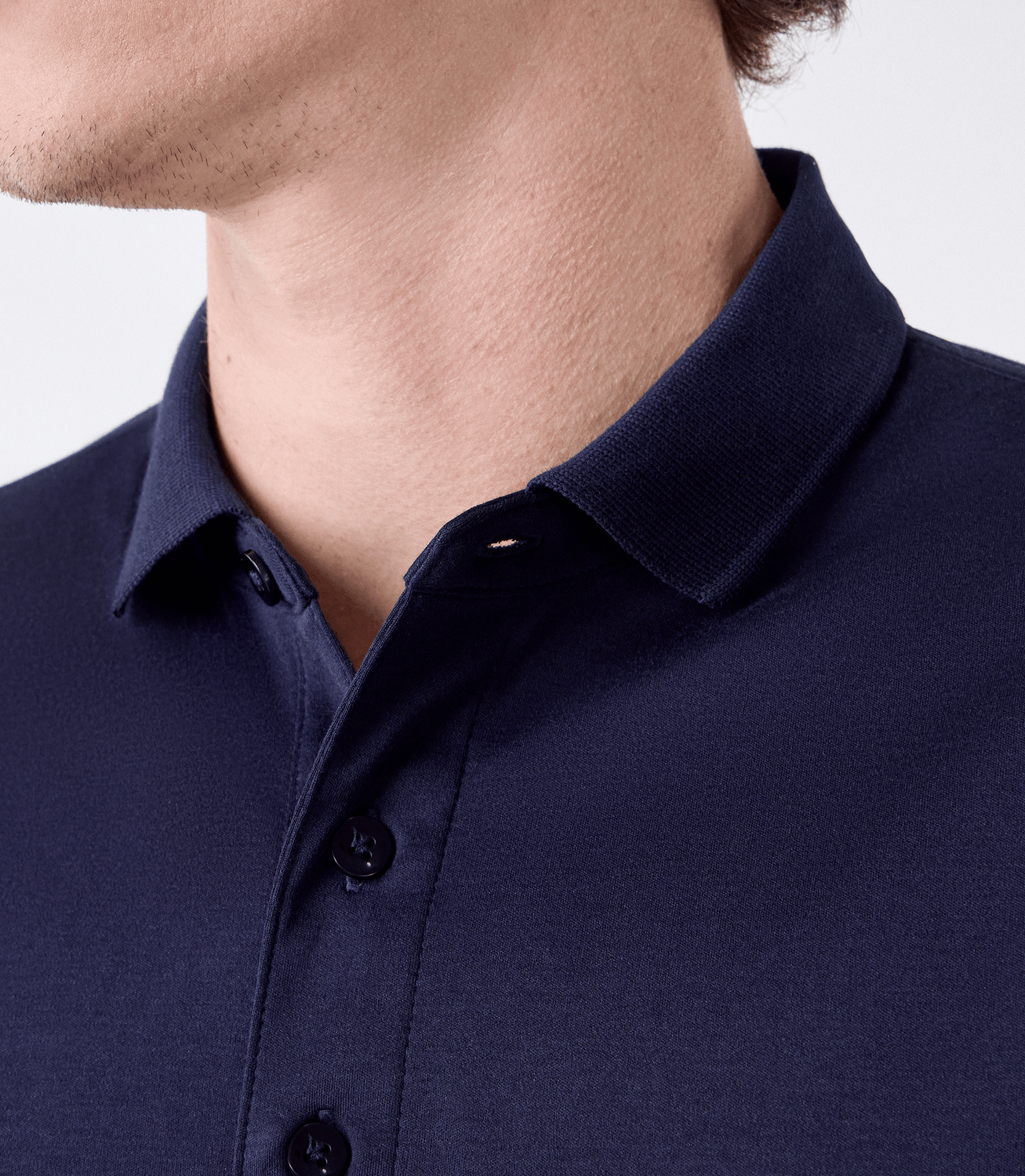 Polo Interloque Fio 140 3 Botões Azul – slide 4