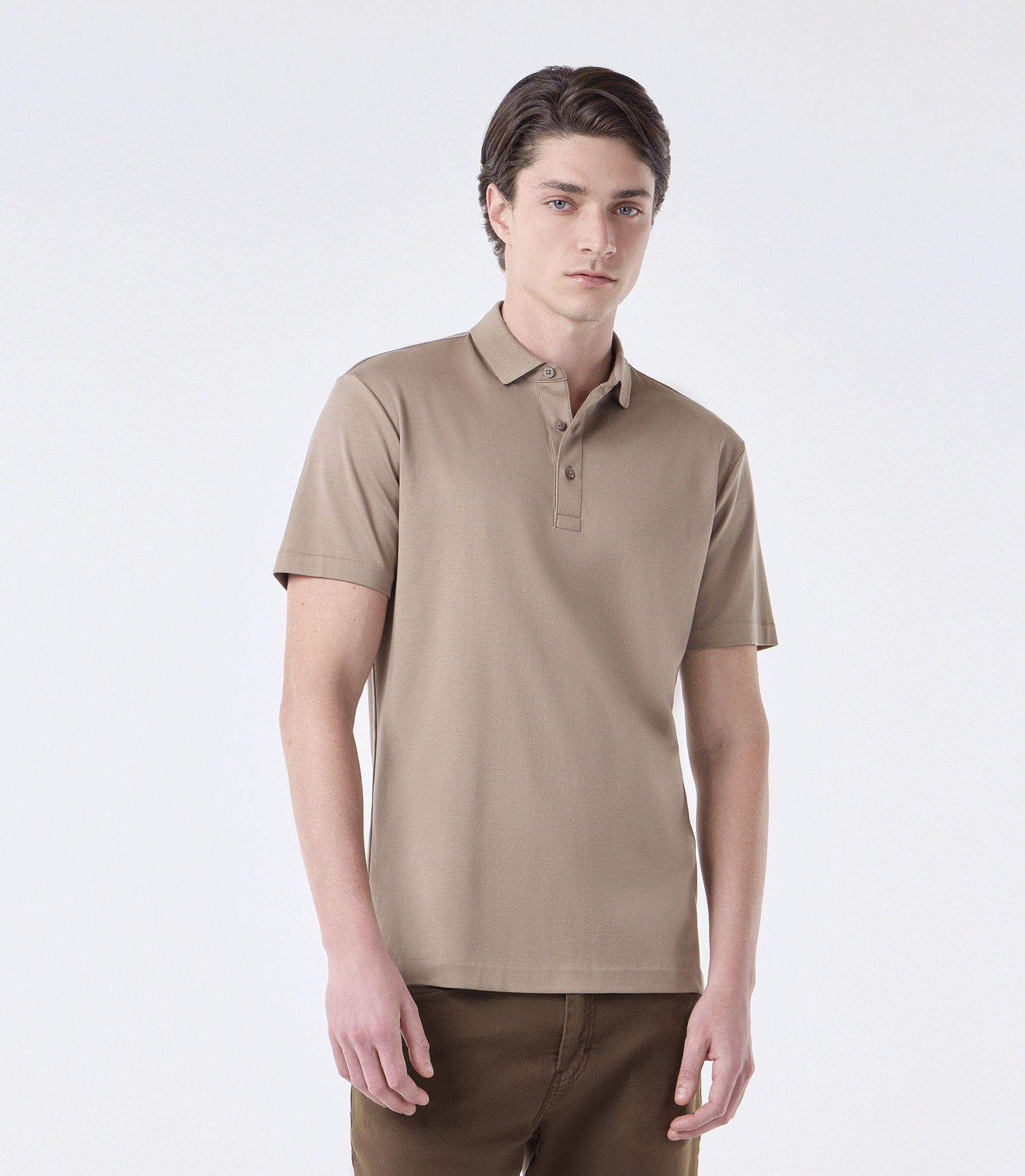 Polo Interloque Fio 140 3 Botões Marrom