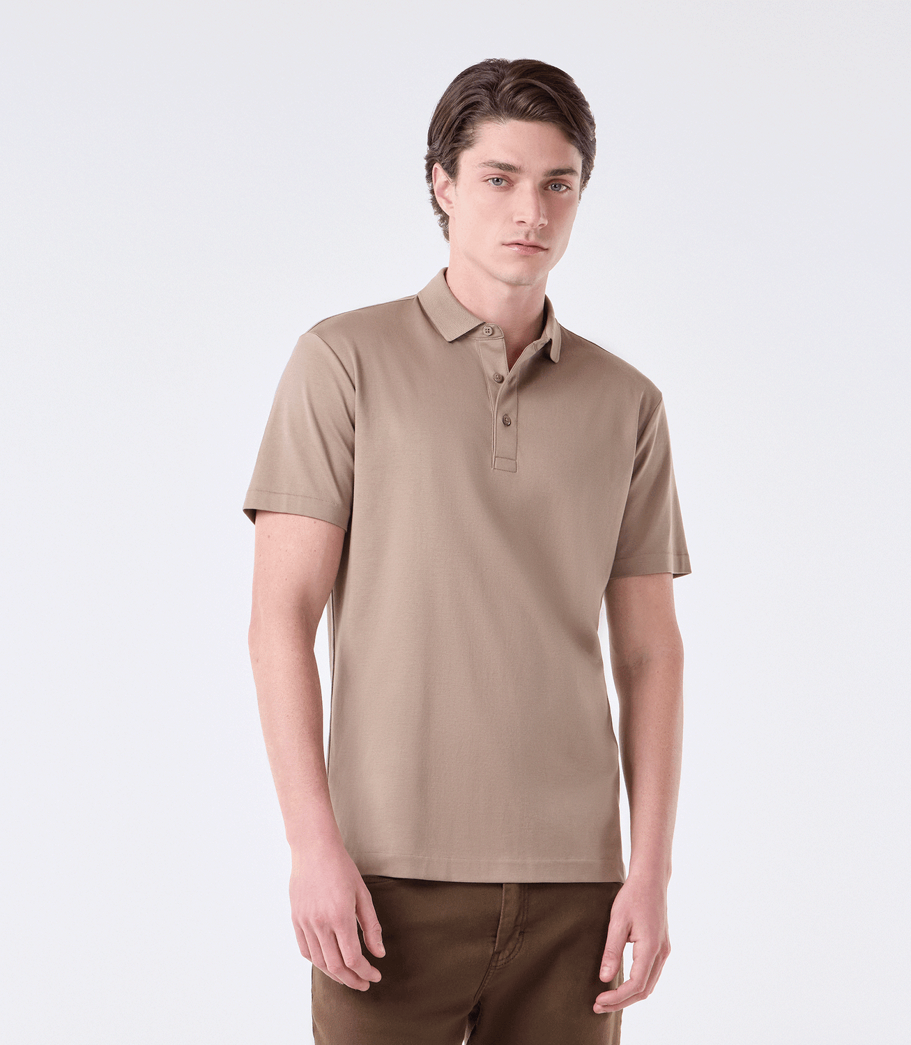Polo Interloque Fio 140 3 Botões Marrom – slide 1