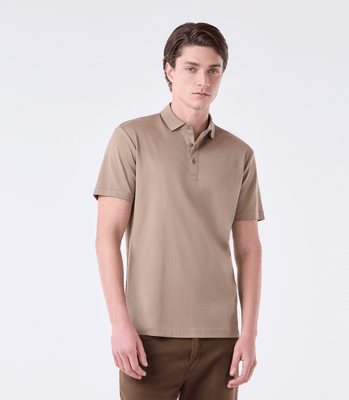 Polo Interloque Fio 140 3 Botões Marrom thumbnail 1